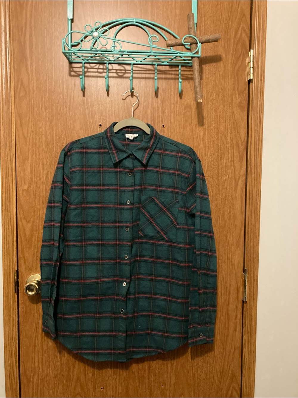Green Plaid Button-Up Shirt